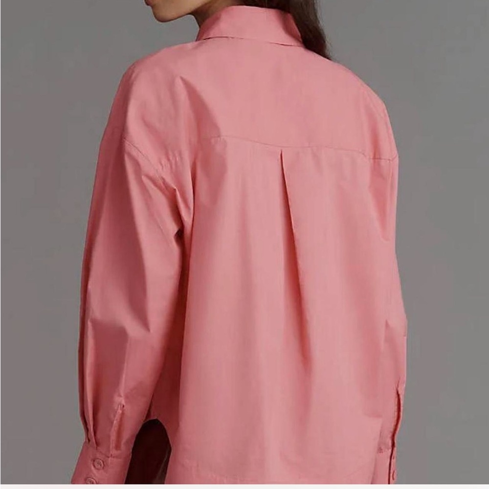 Farm Rio x Anthropologie Pink Button-Down Shirt with Rose - Picture 2 of 4